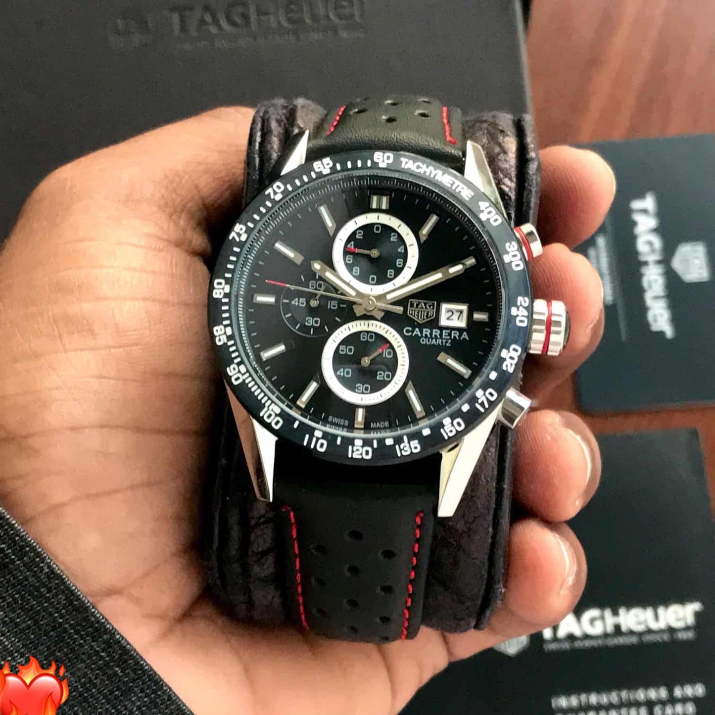 Carrera Chronograph Equipped Bezel Reflects Watch